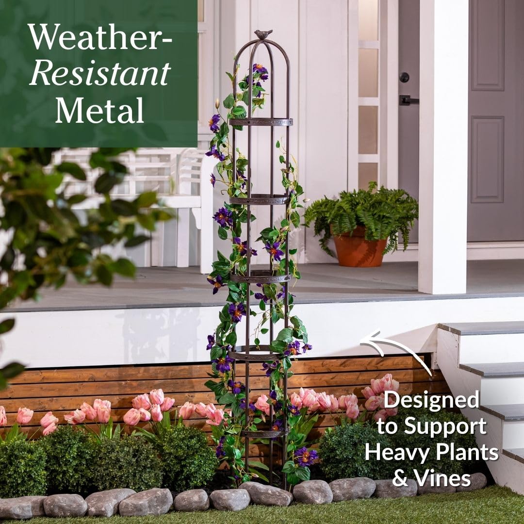 Weatherproof powder coating visible on Evergreen Garden obelisk for outdoor use