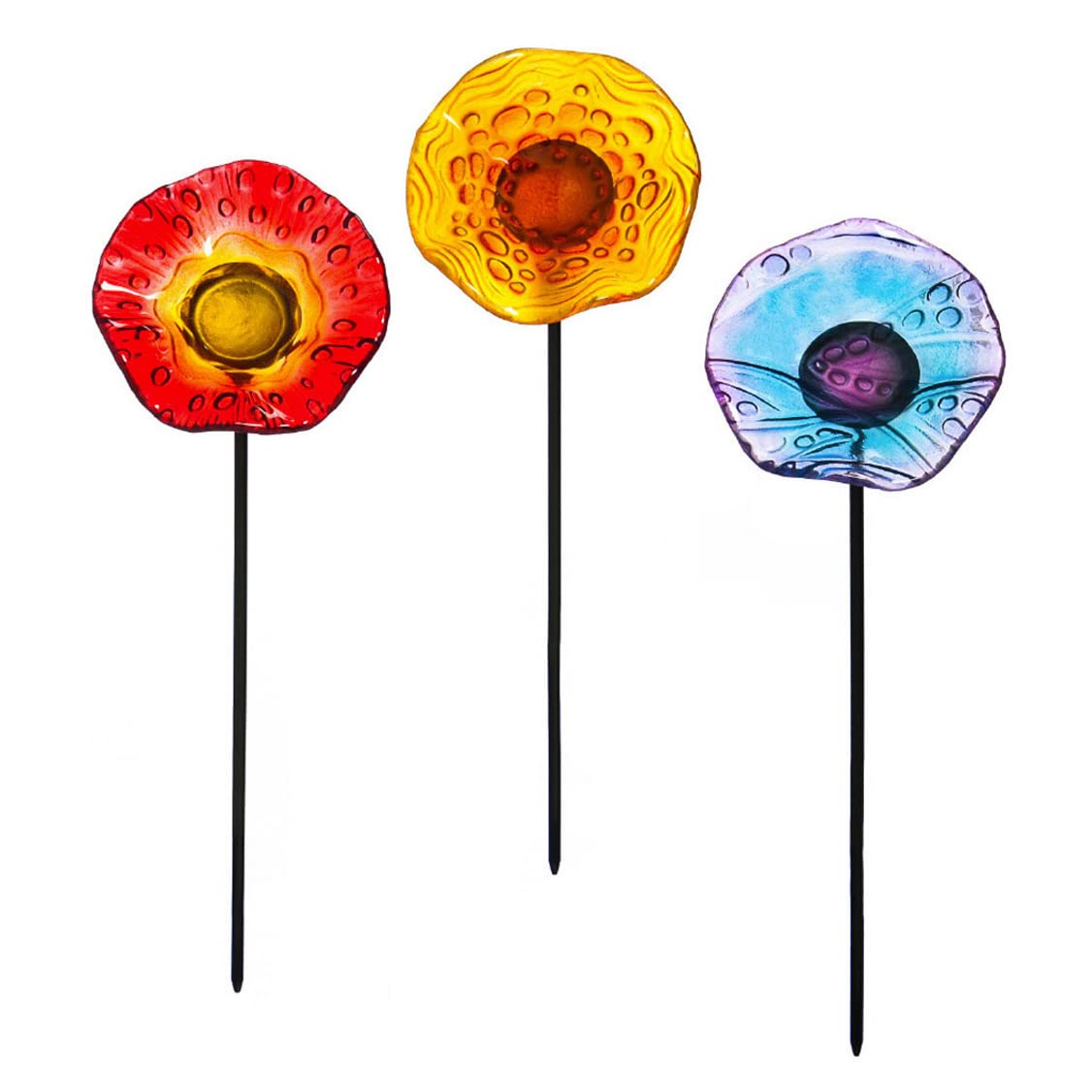 Three-pack Evergreen Garden glass plant picks to enhance yards and gardens.