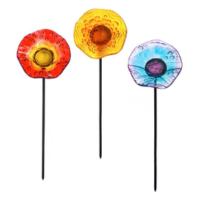 Three-pack Evergreen Garden glass plant picks to enhance yards and gardens.