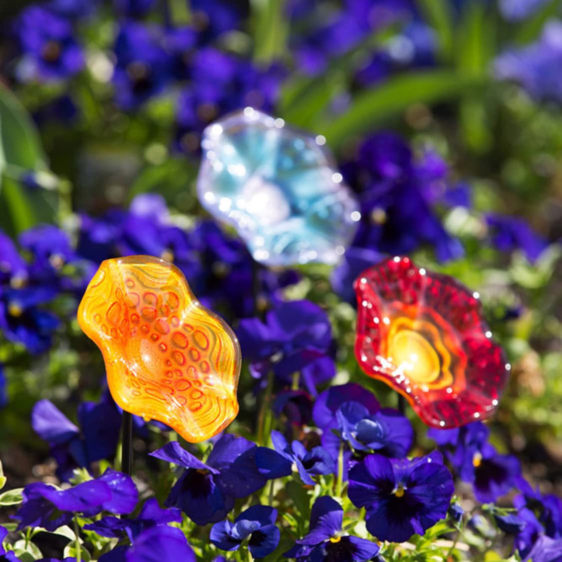 Sturdy stake included with Evergreen Garden glass plant picks for secure ground placement.