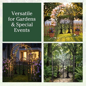 Evergreen 84-inch tall garden arch with vines thriving through open design.