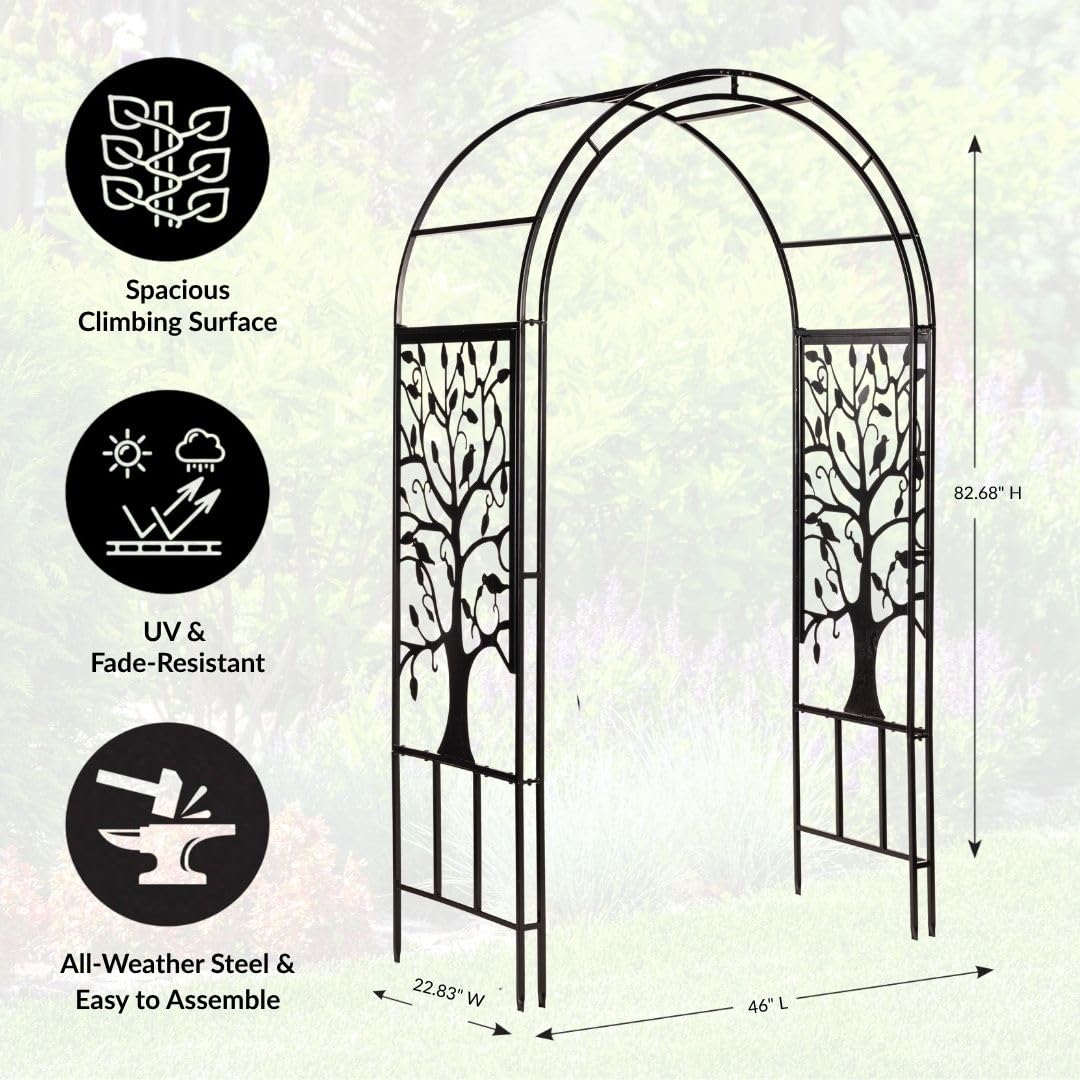 Evergreen seven-foot freestanding arch creates an inviting entry for walkways and events.