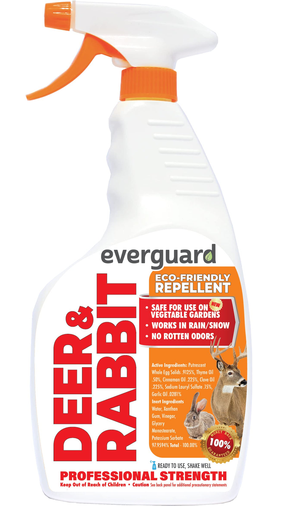 Everguard 32oz bottle of deer and rabbit repellent protecting vegetables.