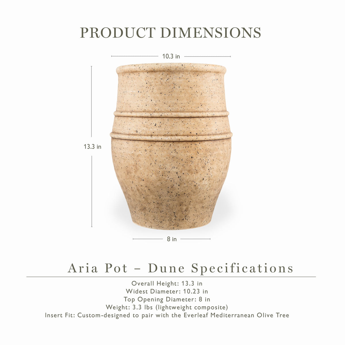 Everleaf Aria Planter in Dune, close-up texture emphasizes durable matte surface