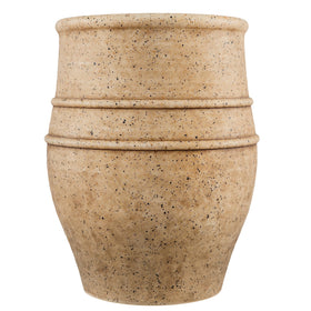 Everleaf Aria Planter in Dune, small front view, soft matte finish enhances modern interiors