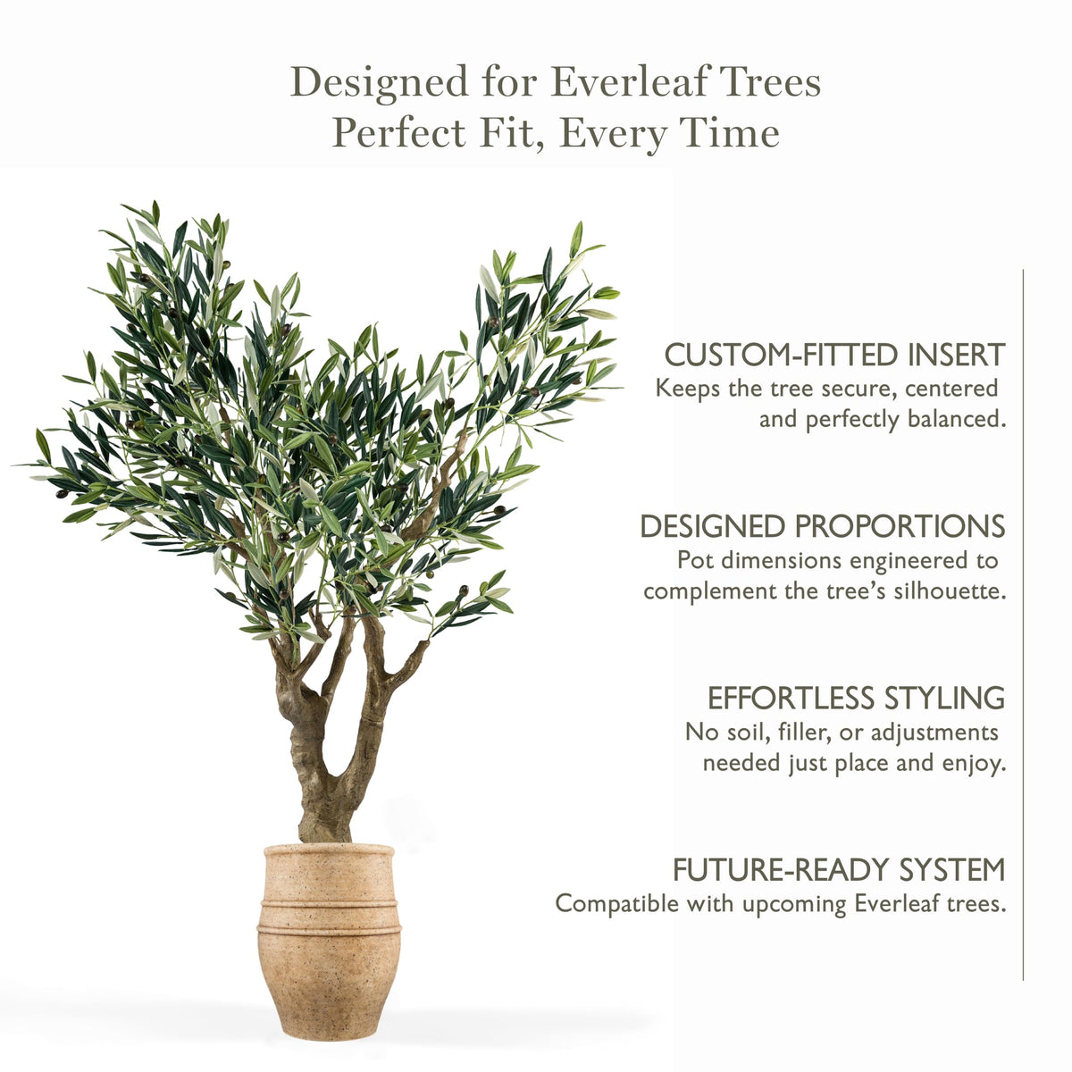 Everleaf Aria Planter in Dune placed in a living room setup for clean decor