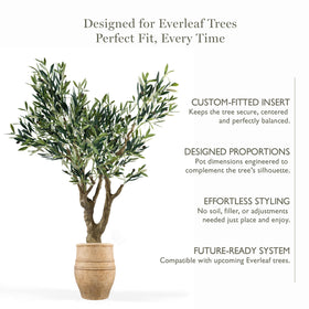 Everleaf Aria Planter in Dune placed in a living room setup for clean decor