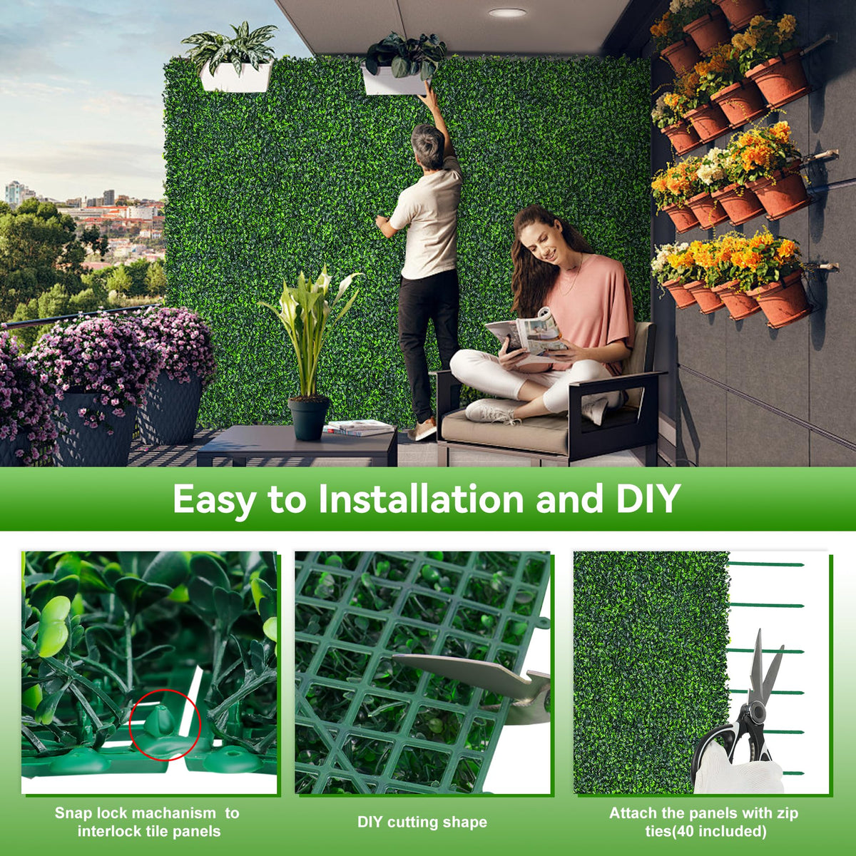 EverNature balcony privacy ivy wall creating seclusion outdoors.