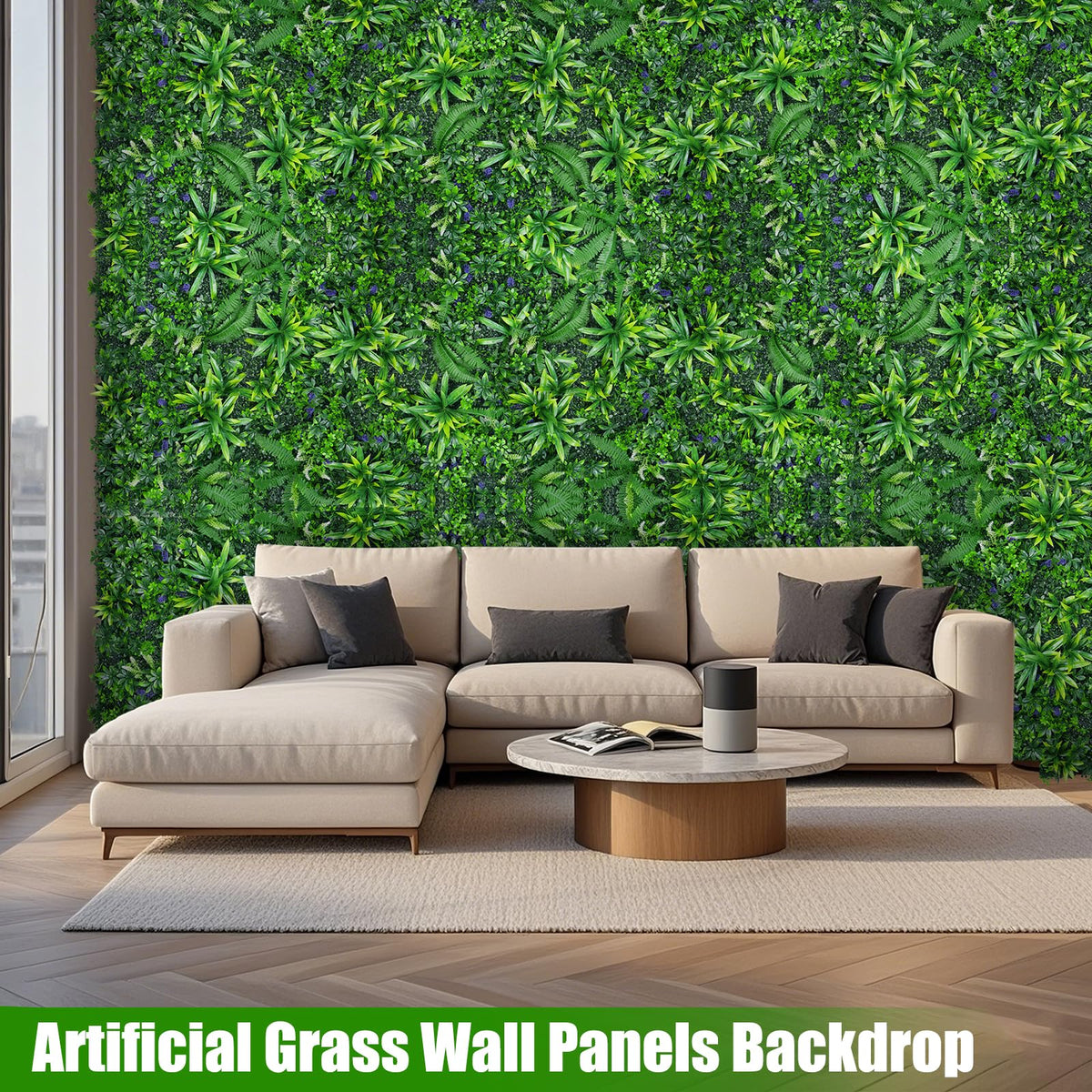 EverNature green wall decor suits indoor and outdoor spaces for versatile ambiance.