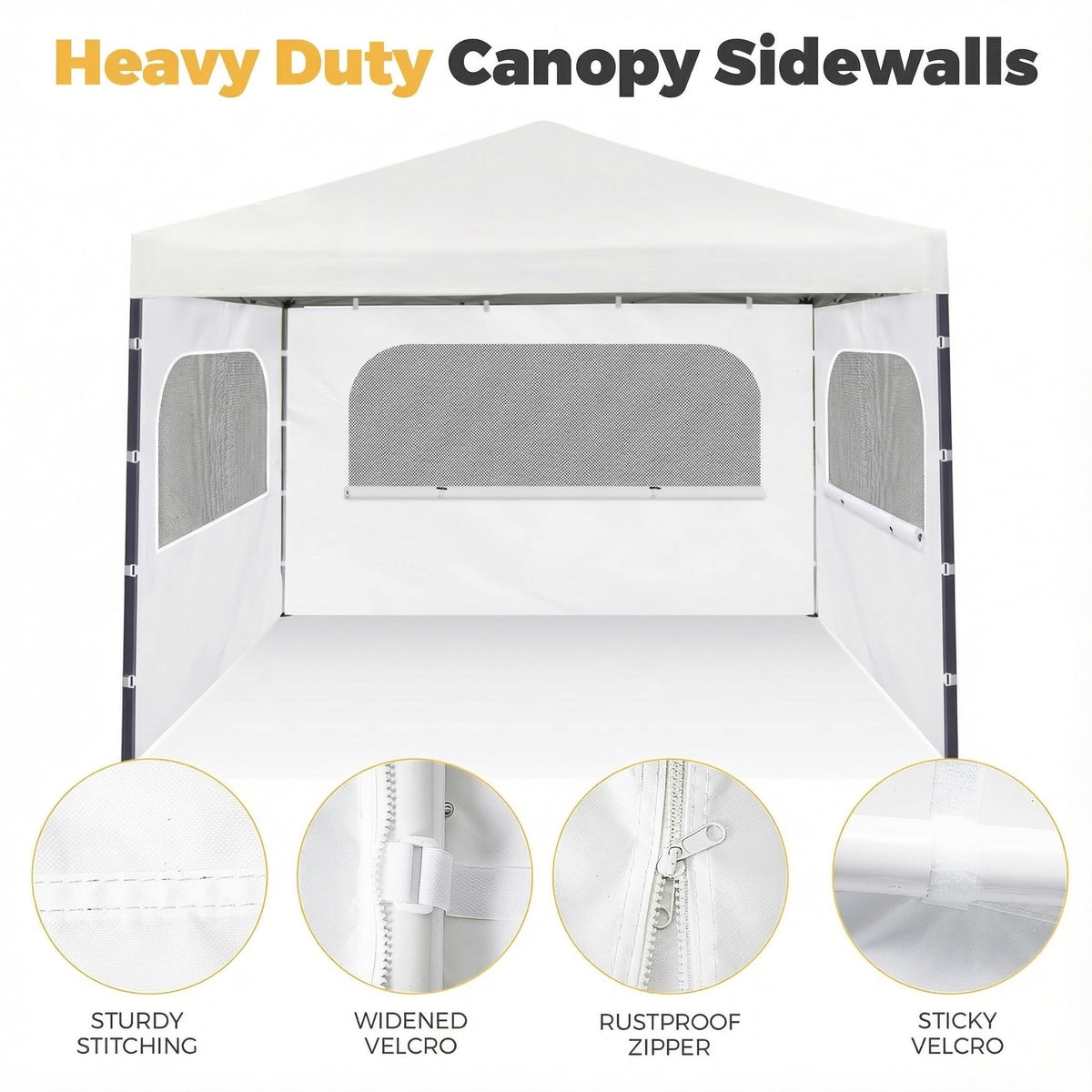 Durable fabric sidewall helps protect your setup during outdoor events