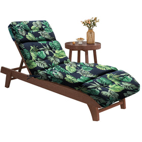 EverPine outdoor chaise cushion featuring green leaves print for comfortable patio lounging.