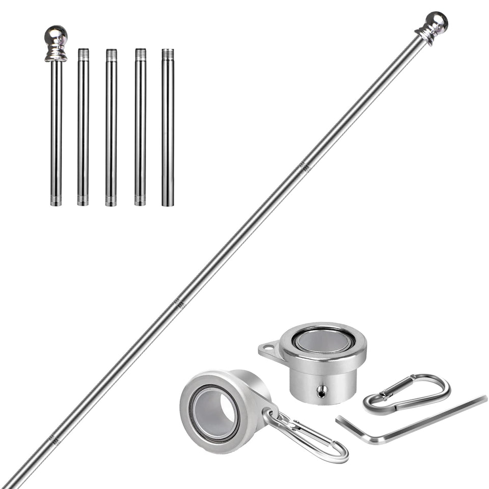 Evertoco 6 ft stainless steel flag pole, rust-free for year-round outdoor display.
