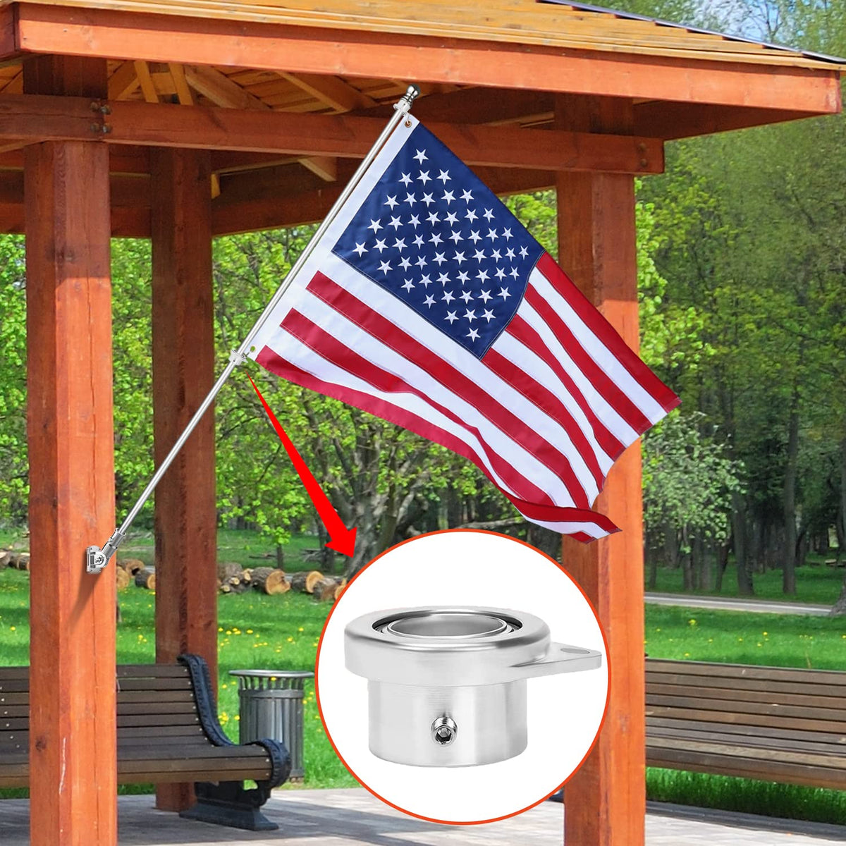 Evertoco outdoor flag pole supports standard sizes like 2x3, 3x5, and 4x6 ft.