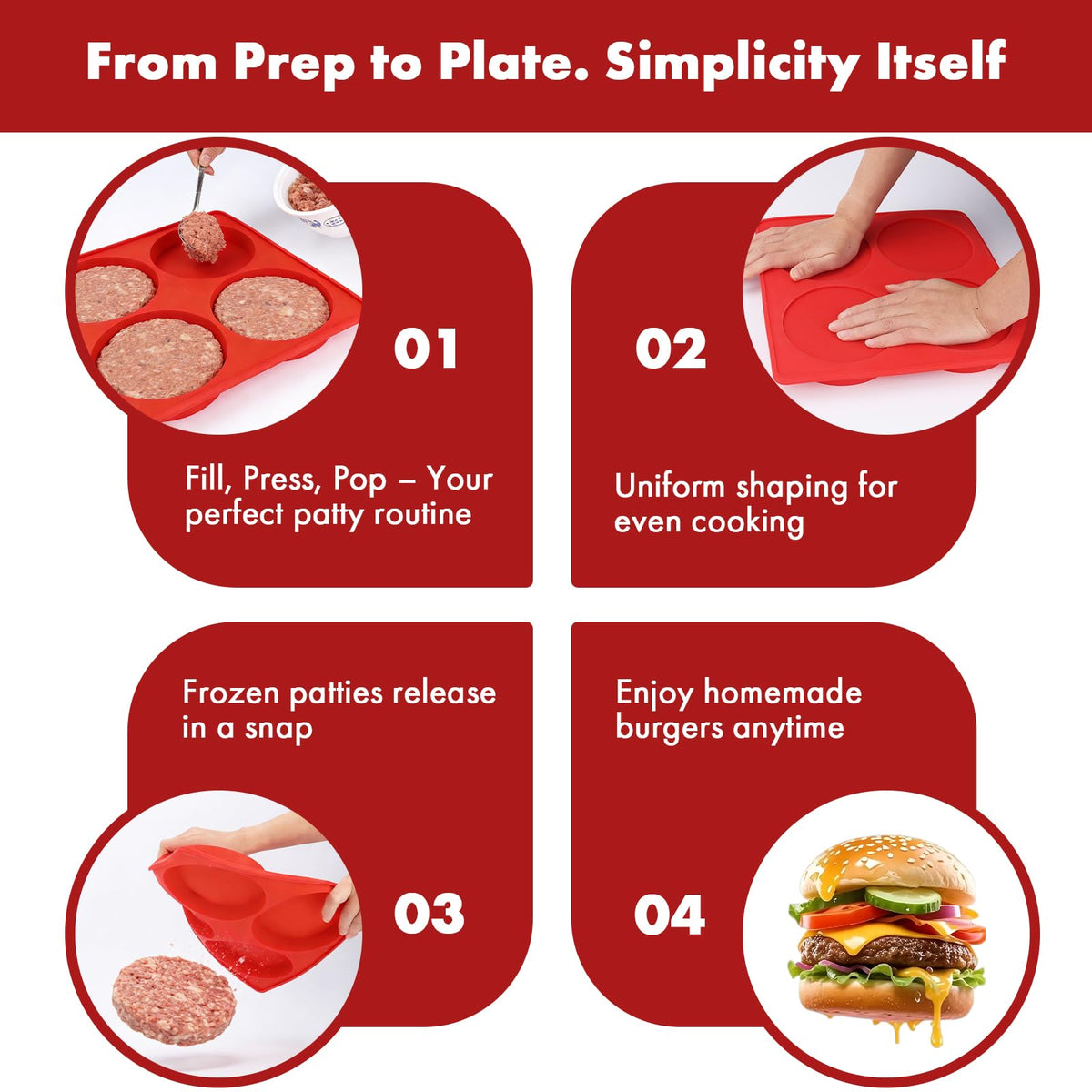 EverWinSR meal-prep ready with four patties per tray for week planning.