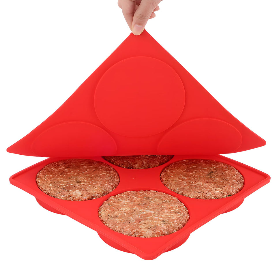 EverWinSR silicone burger patty maker with 4 cavities for consistent 4.7-inch patties.