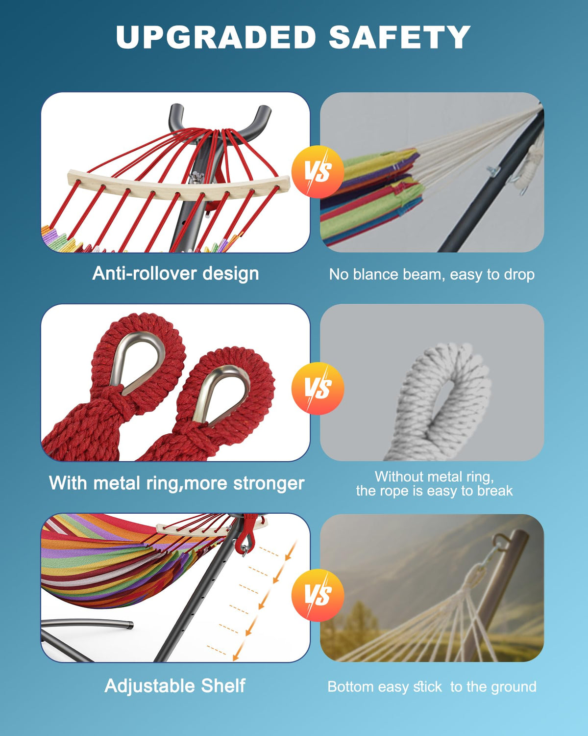 Adjustable hooks allow height customization for personalized comfort