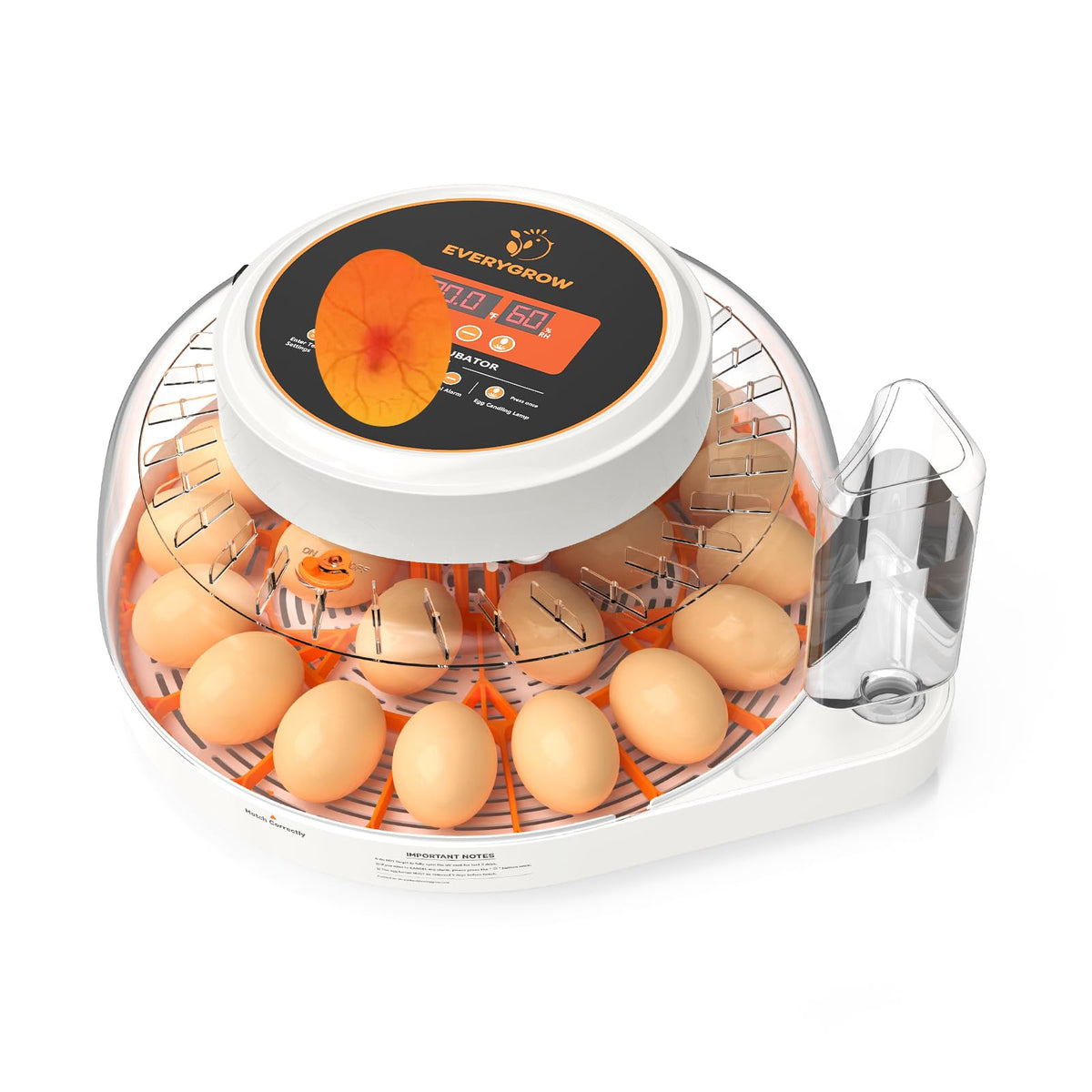 EVERYGROW 22-egg incubator front view for compact home hatchery setup
