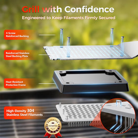 EG evgoer 45 degree filament brush reaches deep between grates for thorough cleaning.