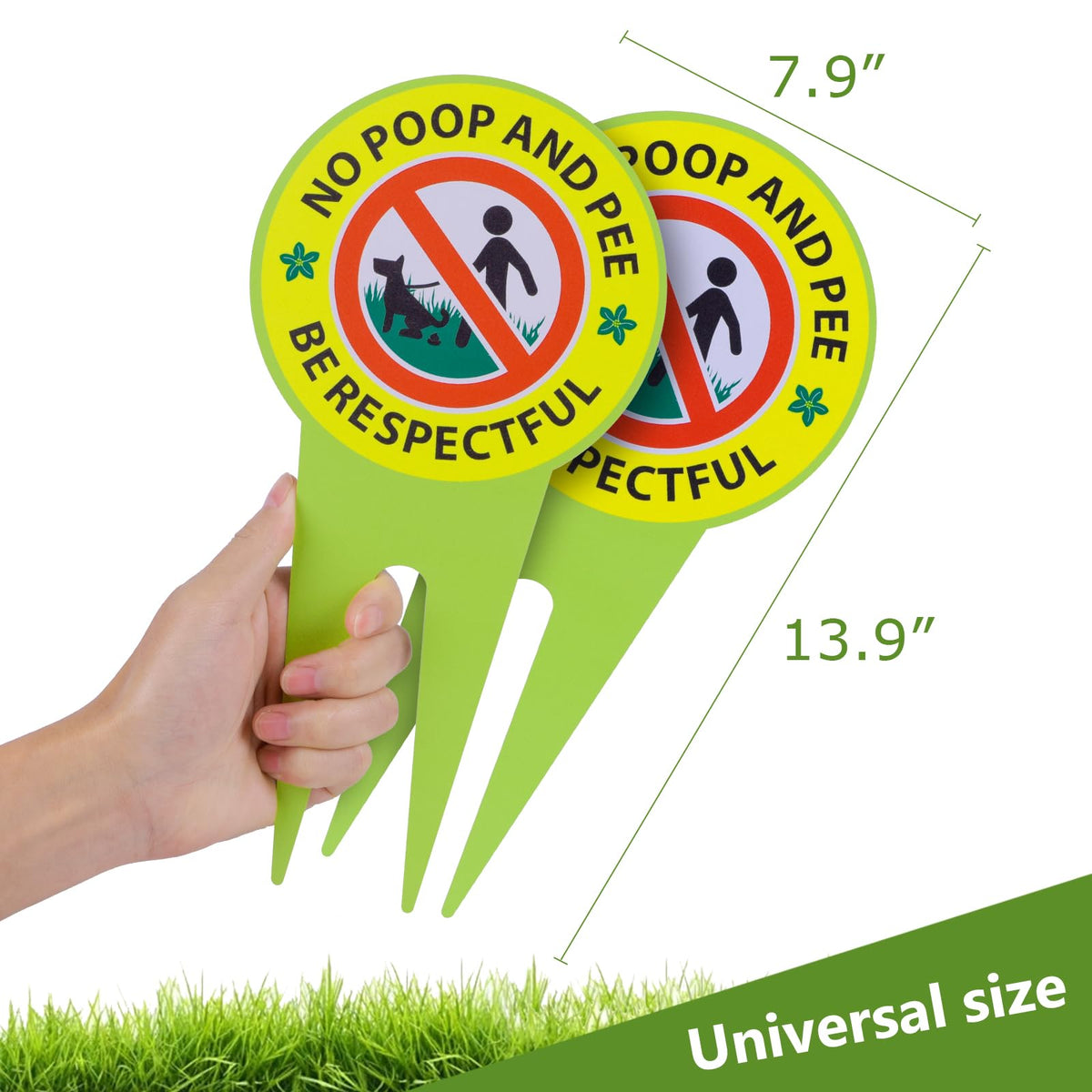 EVIESKENT No Dog Poop Sign 2-Pack back view visible from both sides