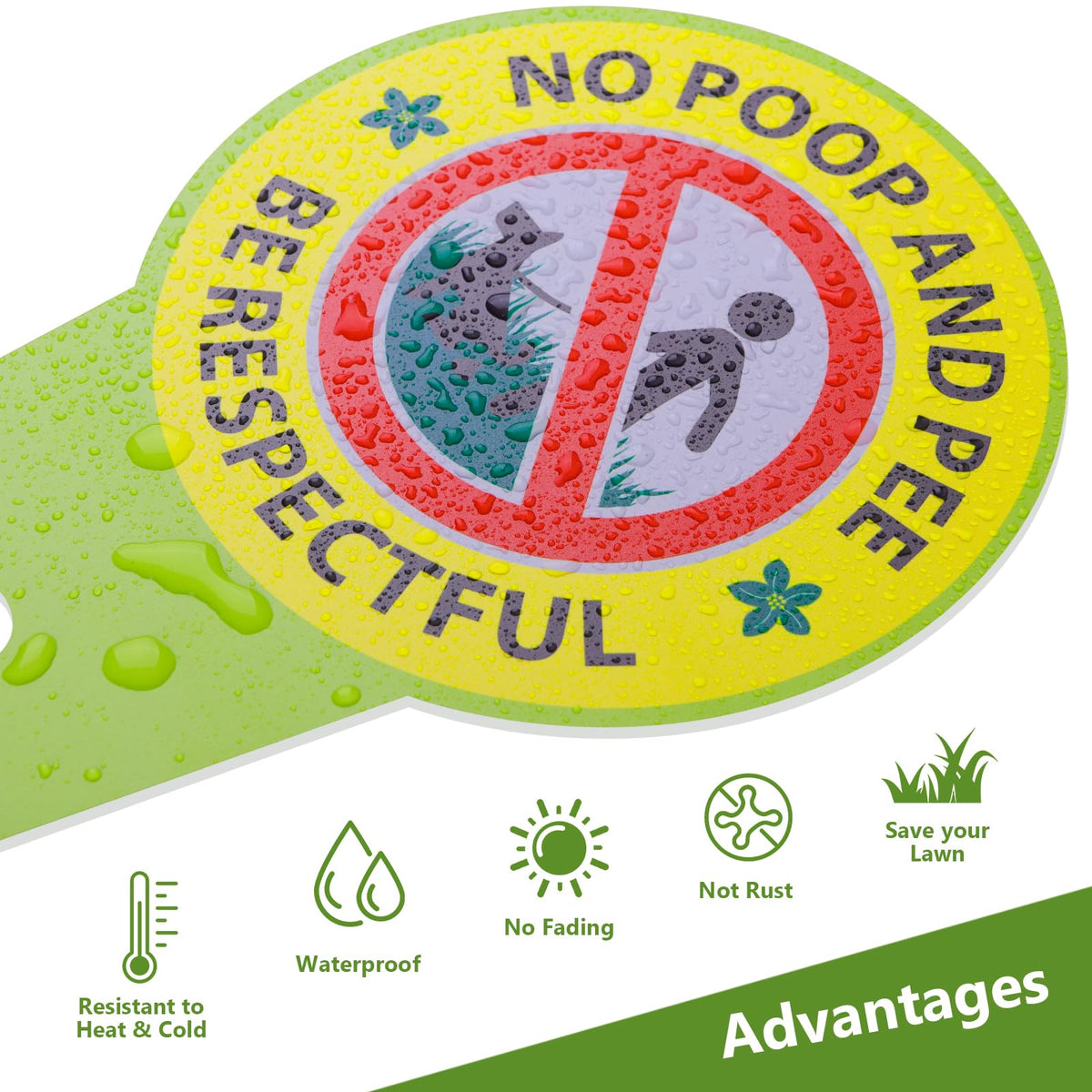 EVIESKENT No Dog Poop Sign 2-Pack double-sided printing boosts noticeability near entrances