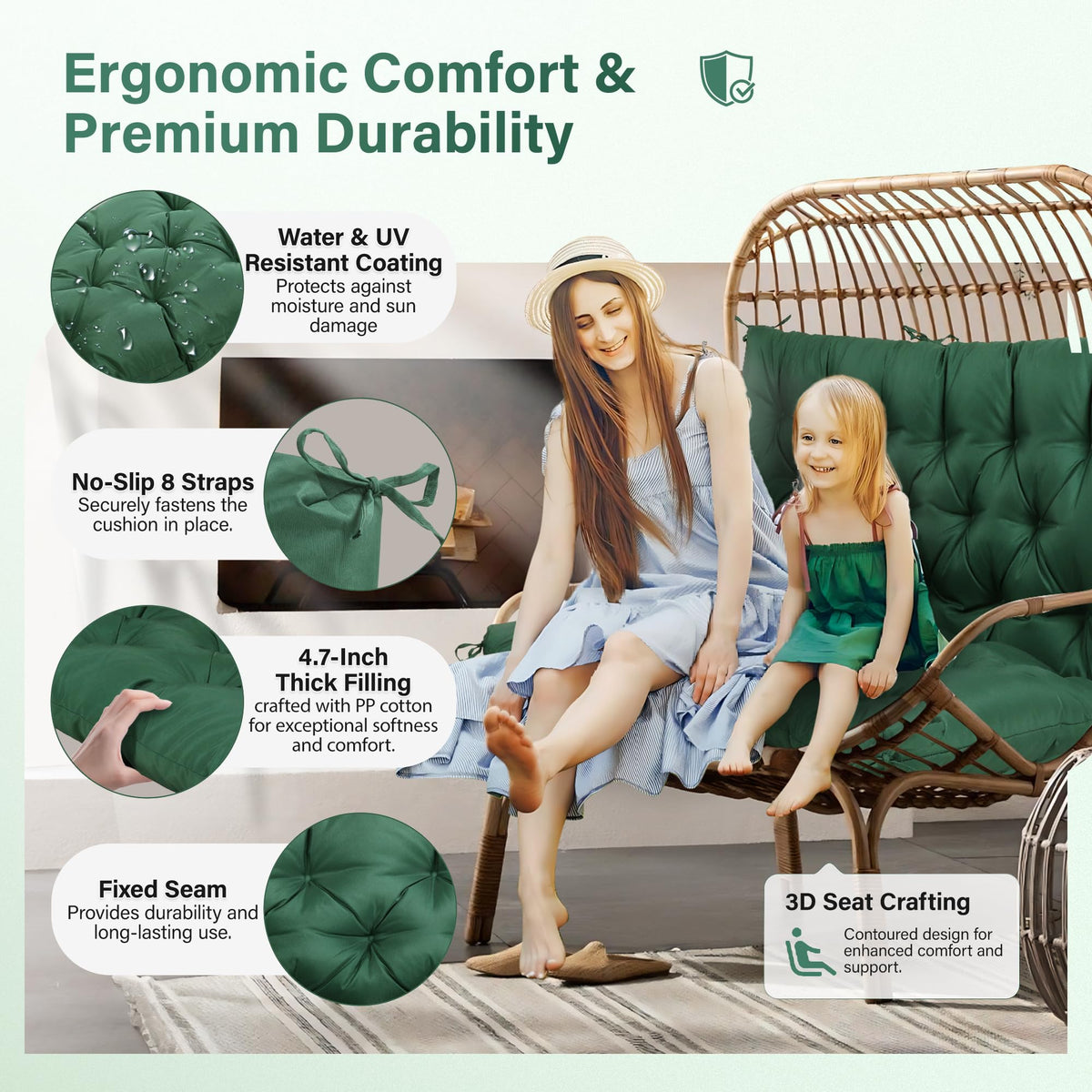EVJUICION outdoor cushion with waterproof fabric resists weather.