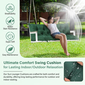EVJUICION porch swing cushion backrest straps provide secure attachment.