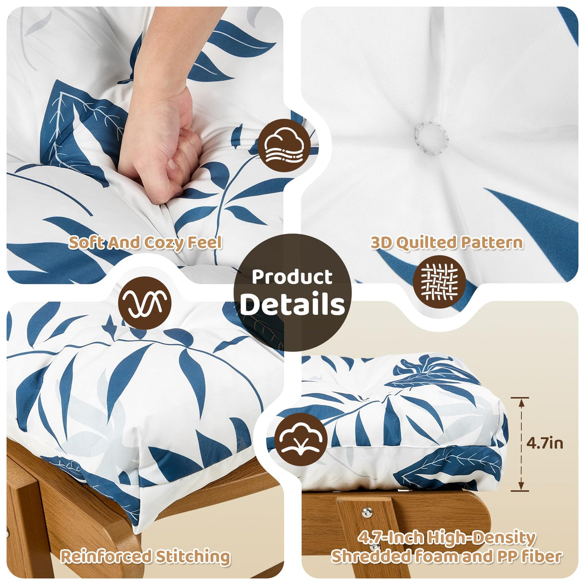 EVJUICION cushions with four ties provide stable non-slip fit