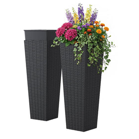 EVLIQUIL 32-inch planter with rattan texture for stylish indoor and outdoor display