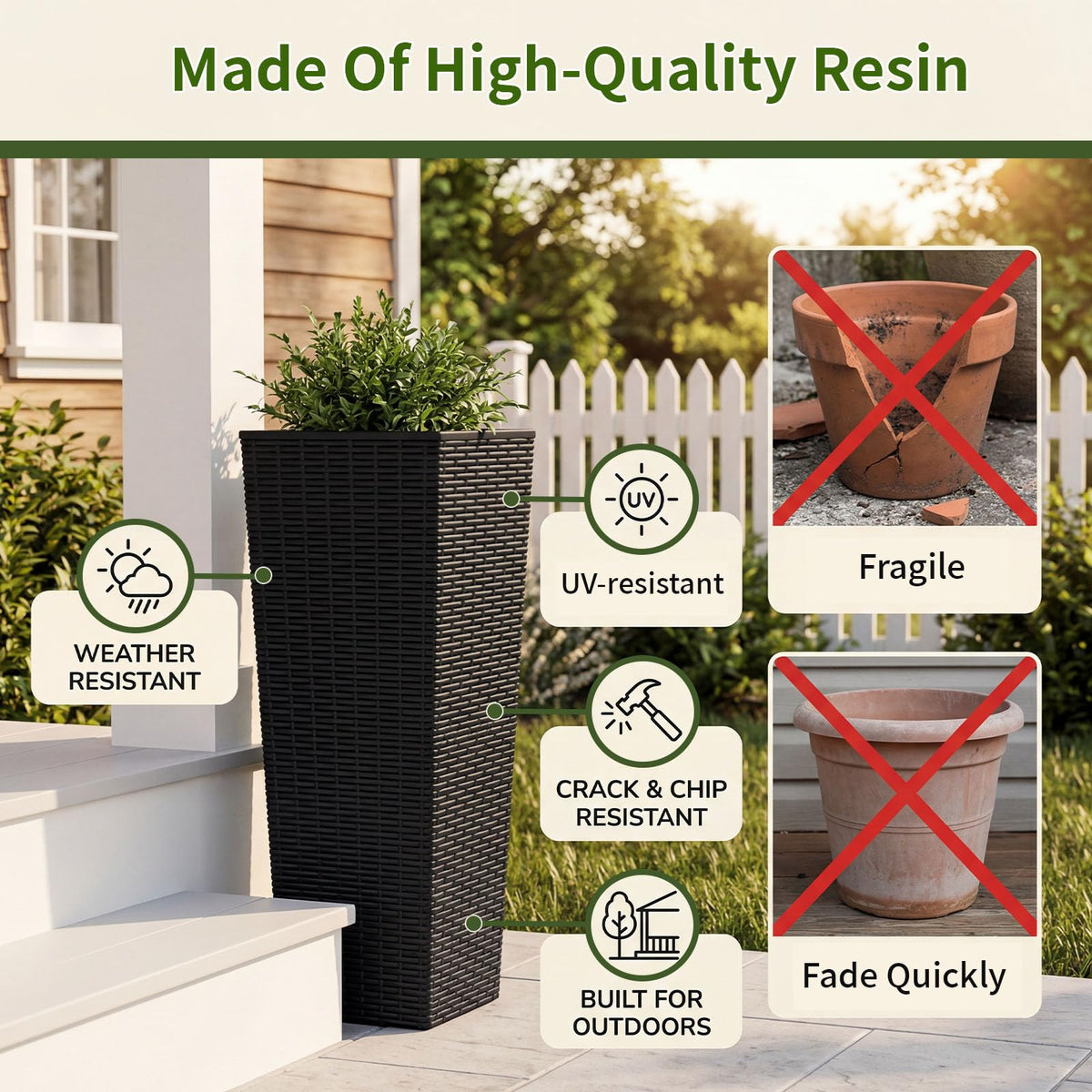 EVLIQUIL planter with four drainage holes for healthy root moisture management