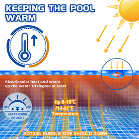 Evoio hot tub and spa friendly cover floats on water surface.