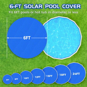 Evoio round pool cover on an above-ground pool acts as a protective blanket.
