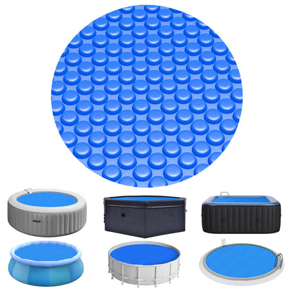 Evoio solar pool cover 6ft round floats on water, capturing heat for faster warming.