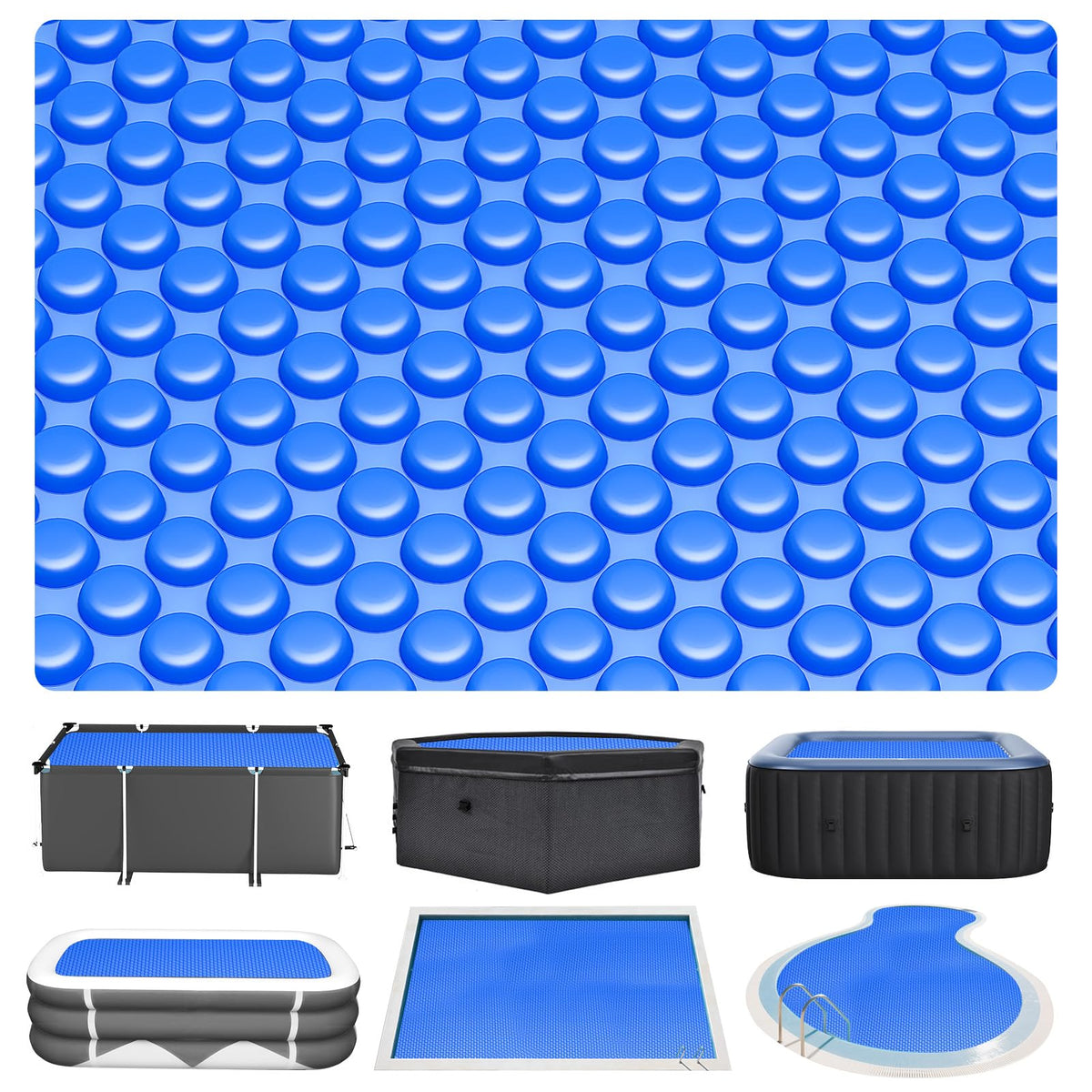 Evoio solar pool cover on a rectangular pool heats water with sun