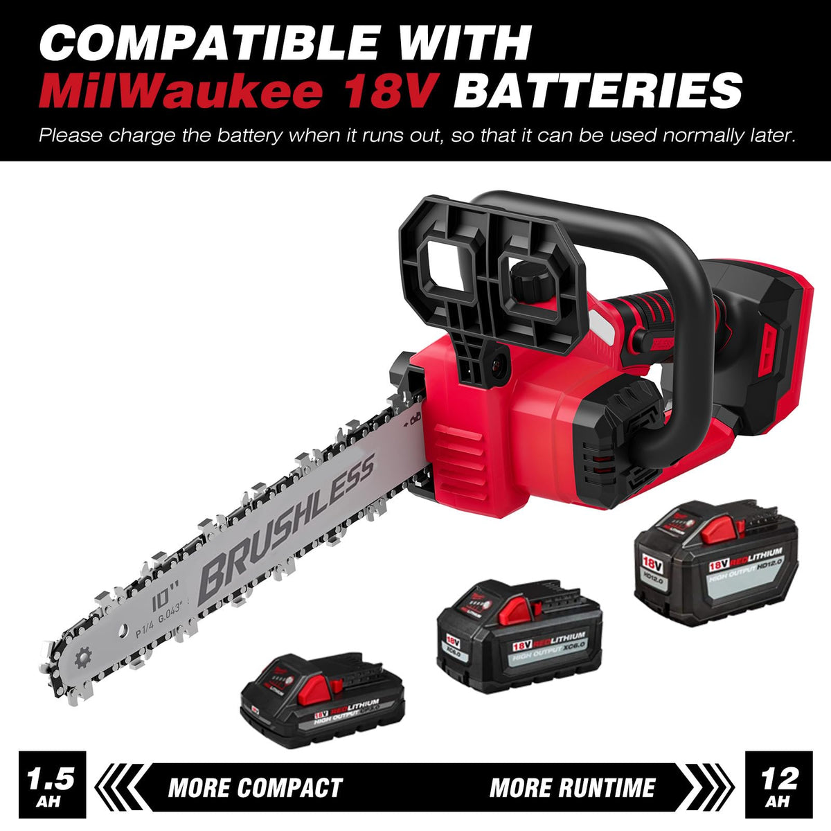 EVOIRON brushless motor delivers efficient power for steady cutting performance.