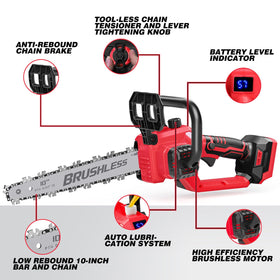 EVOIRON self-oiling system with see-through tank keeps chain lubrication visible.