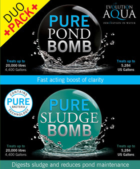 Evolution Aqua Pure Sludge Bomb packaging close-up showing its advanced bacterial blend.