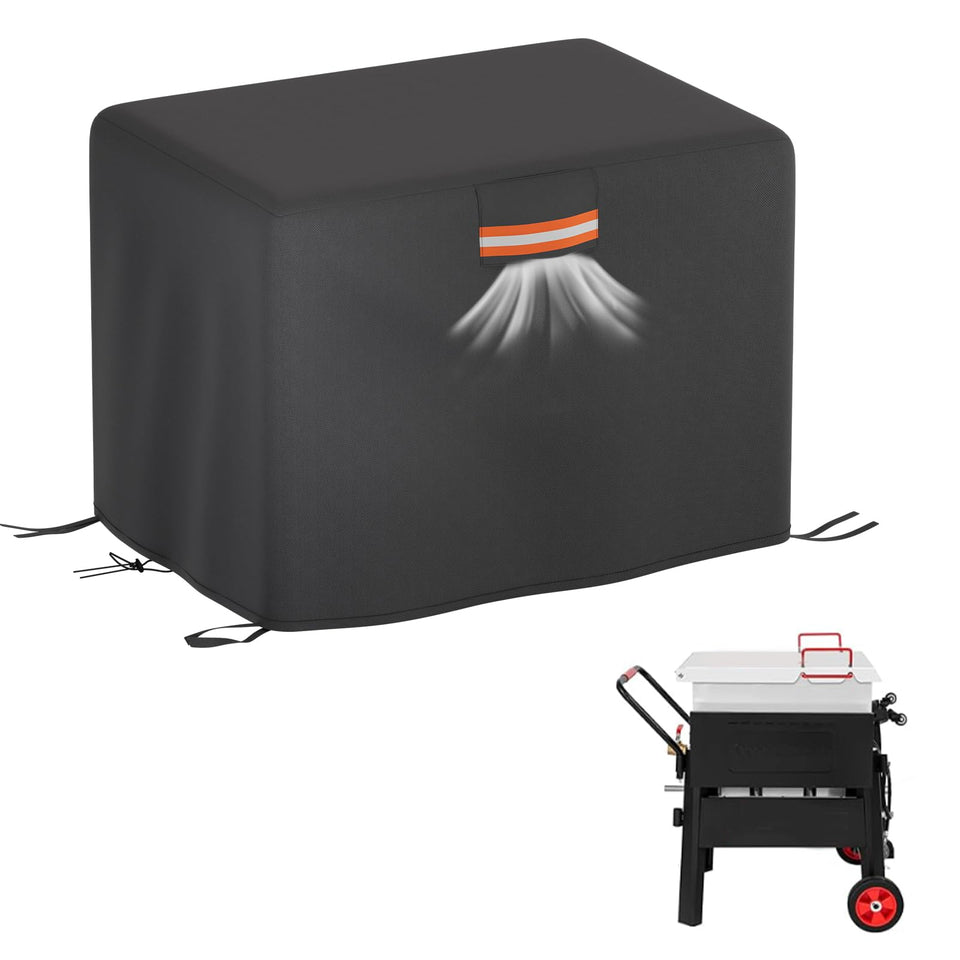 EVRBUL Crawfish Boiler Cover top view shows a 47x34 inch fit for outdoor protection.