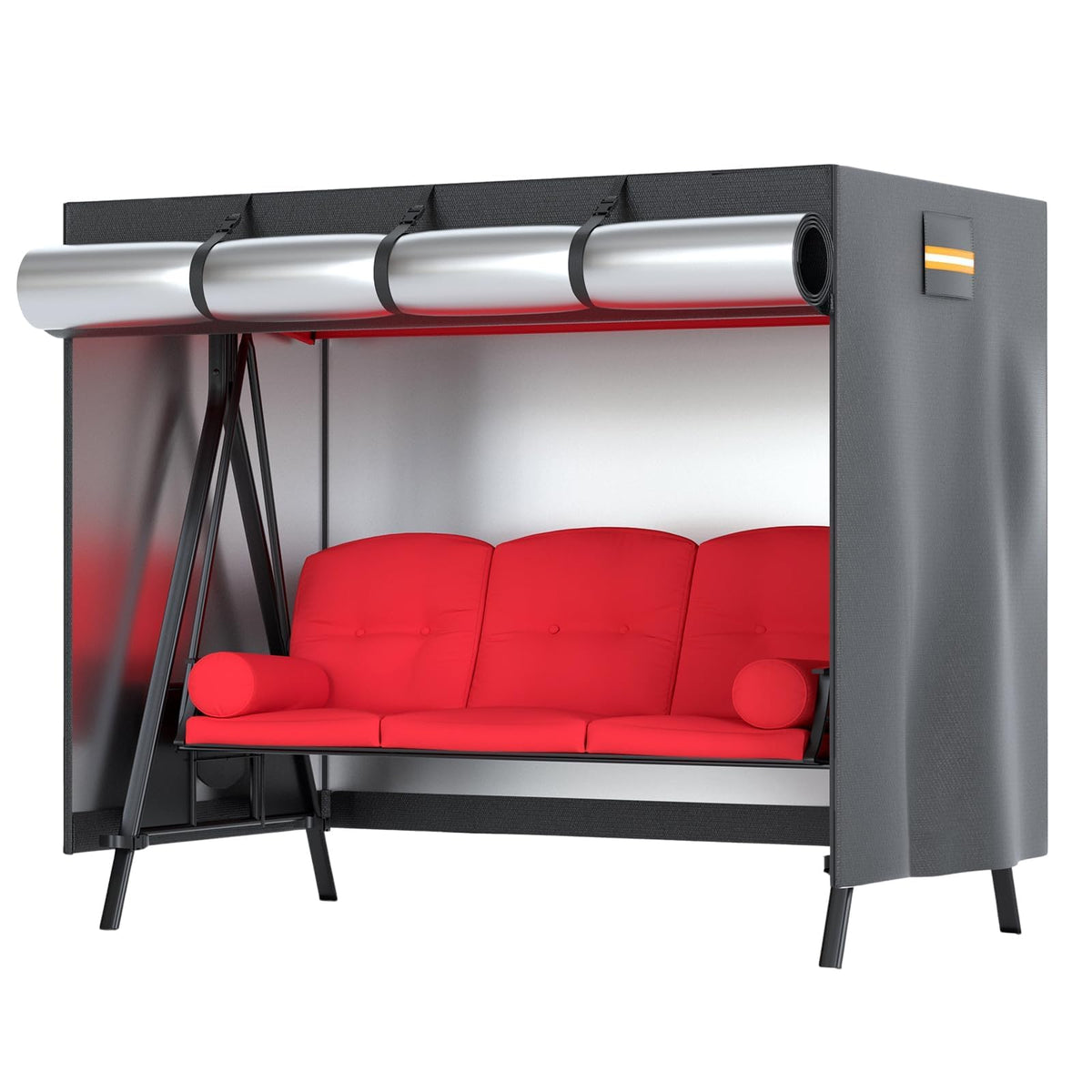 EVRBUL 3-seater swing cover protects a large outdoor swing from rain and sun.