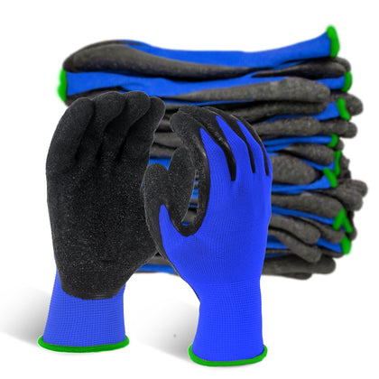 Evridwear crinkle latex gloves palm focus for secure grip in wet and dry tasks.