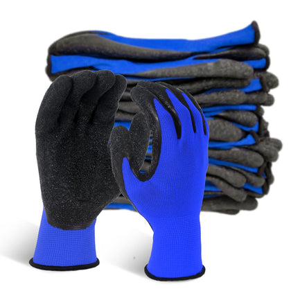Evridwear crinkle latex palm gloves provide secure grip for tools.