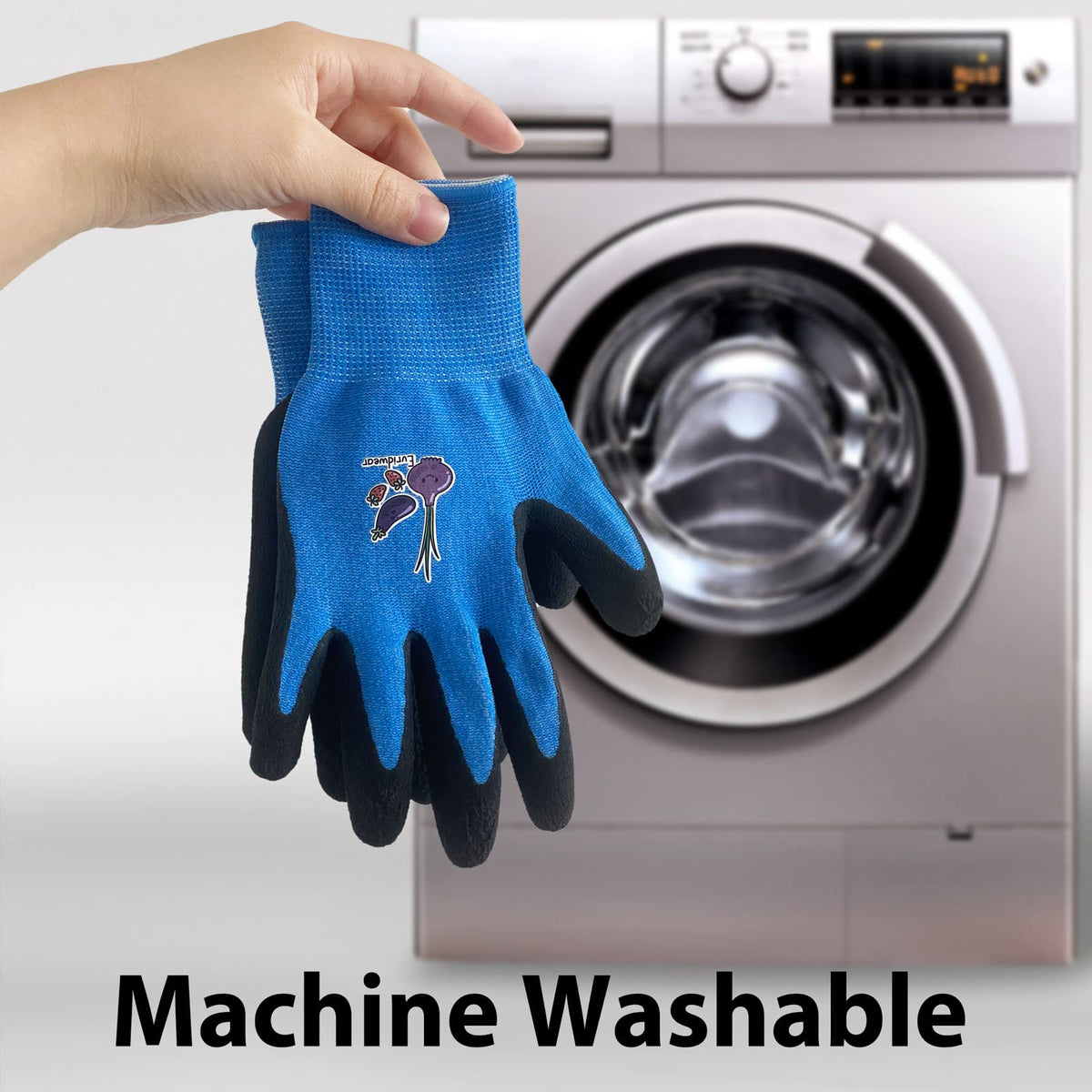 Evridwear blue gloves worn during digging for comfort and breathability