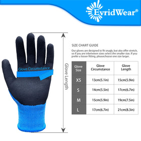 Evridwear kids gloves blue foam-latex coating non-slip grip on tools