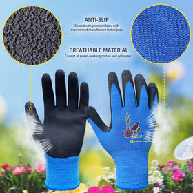 Evridwear kids gloves blue side view showing elastic cuff for snug fit