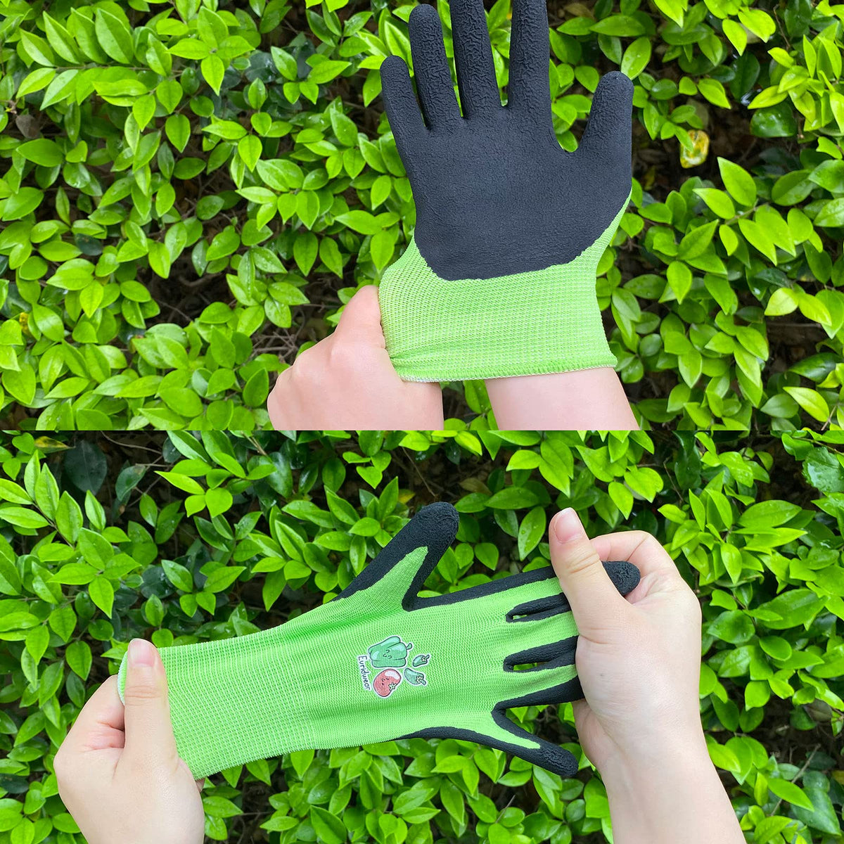 Evridwear Kids Gardening Gloves Green Breathable Fabric keeps hands cool during play