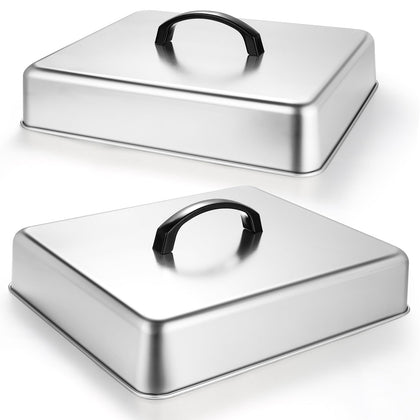 EWFEN rectangular stainless steel basting cover keeps foods warm and reduces splatter.