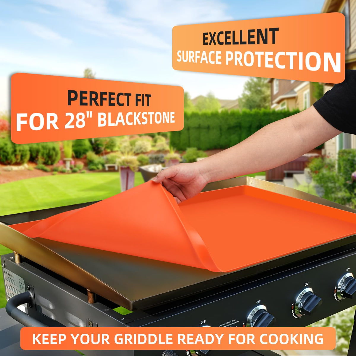 EWFEN heavy-duty griddle cover provides a snug, weatherproof shield against rain and sun.