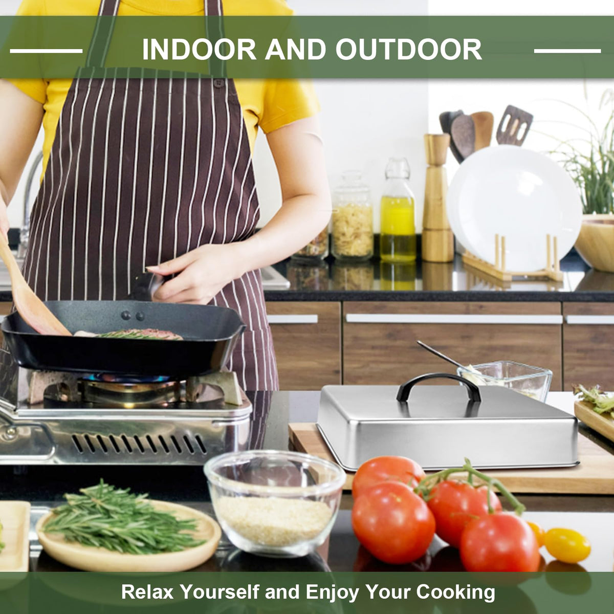 EWFEN restaurant-grade basting cover enhances versatility for pans and griddles.