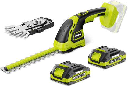 EWORK 21V 2-in-1 hedge trimmer, balanced and light for precise pruning