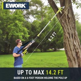 EWORK cordless extension pole extends reach up to 14 ft for hard-to-reach limbs
