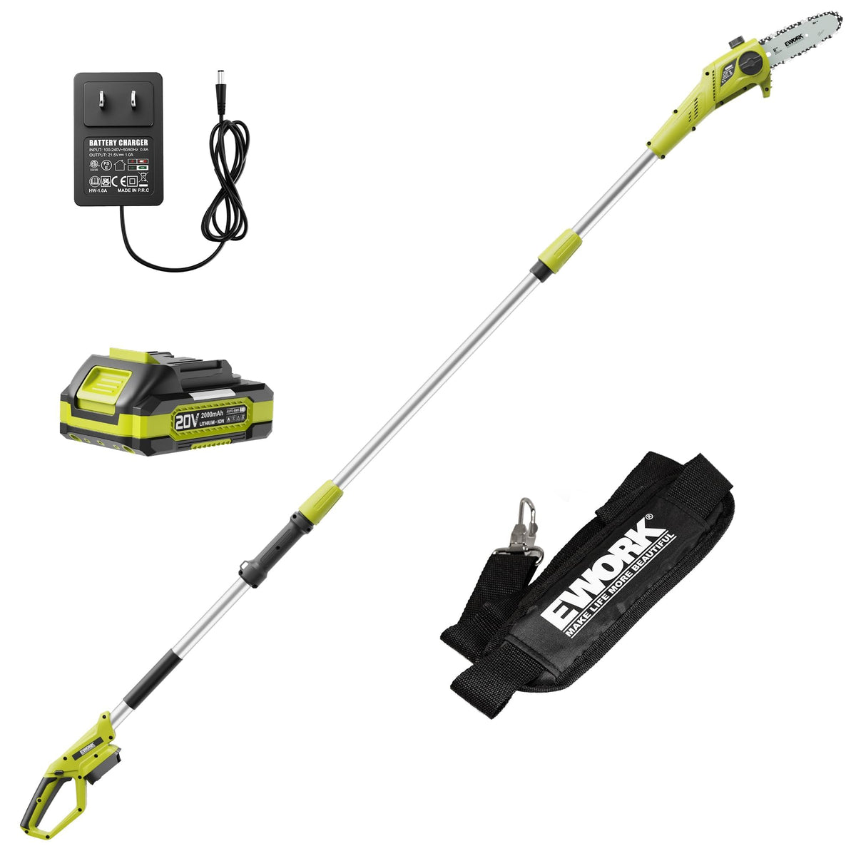 EWORK electric pole saw with an 8-inch blade delivers precise pruning on high branches
